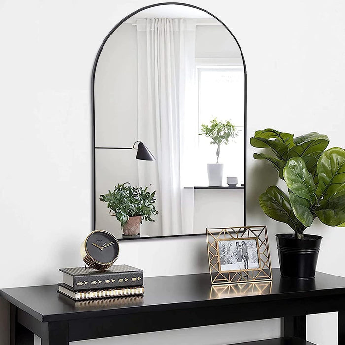 Black 24*36IN Metal Arch mirror