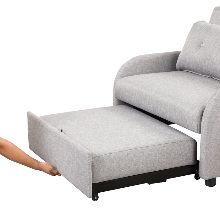 pull out sofa sleeper 3 in 1 with 2 wing table and usb charge for nap line fabric for living room recreation room grey