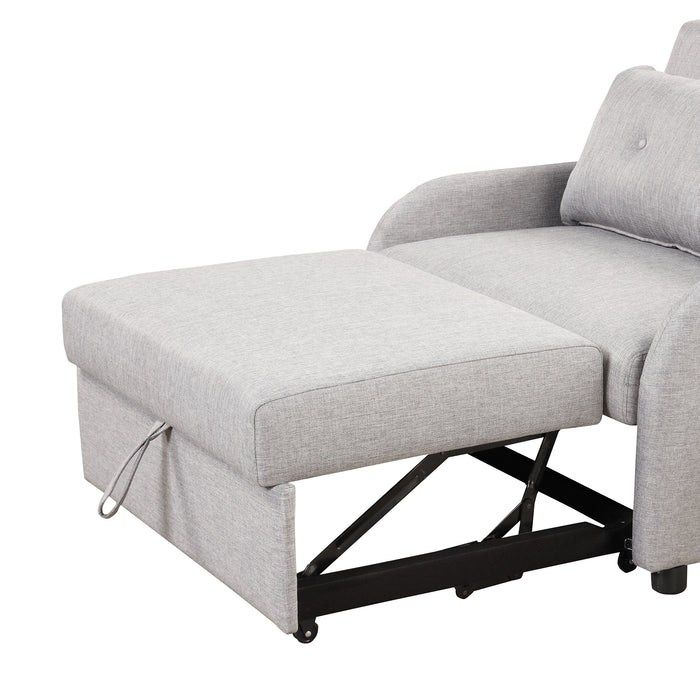 pull out sofa sleeper 3 in 1 with 2 wing table and usb charge for nap line fabric for living room recreation room grey