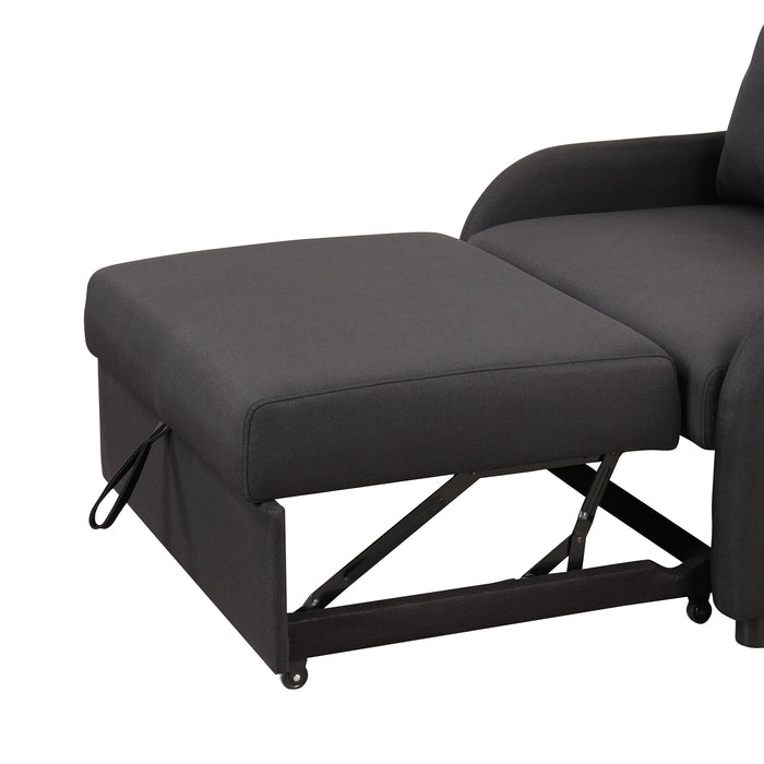 pull out sofa sleeper 3 in 1 with 2 wing table and usb charge for nap line fabric for living room recreation room Black