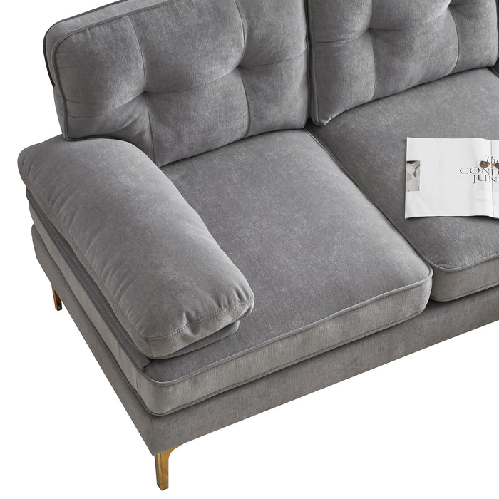 83" Modern Sectional Sofas Couches Velvet L Shaped Couches for Living Room, Bedroom, Light Grey