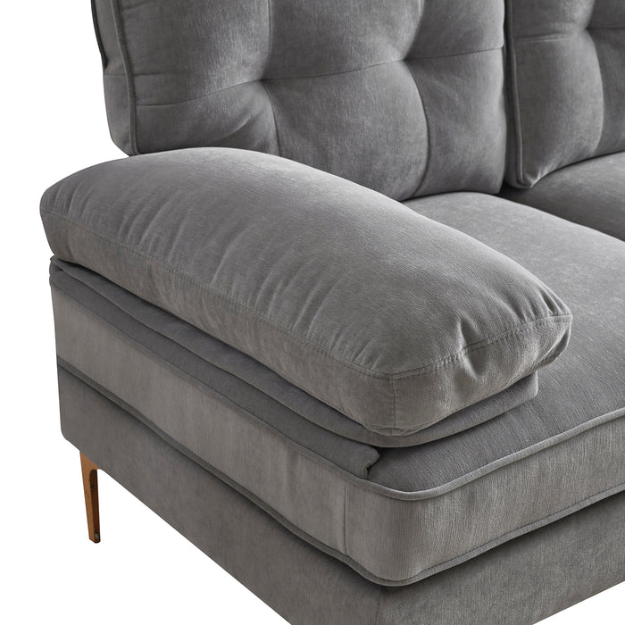 83" Modern Sectional Sofas Couches Velvet L Shaped Couches for Living Room, Bedroom, Light Grey