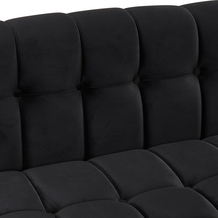 89" Modern Sofa Dutch Fluff Upholstered sofa with solid wood legs, buttoned tufted backrest,black