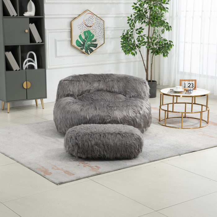 COOLMORE Bean Bag Chair Faux fur Lazy Sofa /Footstool Durable Comfort Lounger High Back Bean Bag Chair Couch for Adults and Kids, Indoor