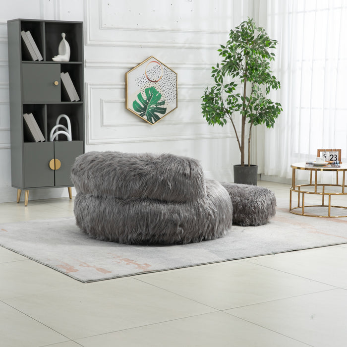 COOLMORE Bean Bag Chair Faux fur Lazy Sofa /Footstool Durable Comfort Lounger High Back Bean Bag Chair Couch for Adults and Kids, Indoor