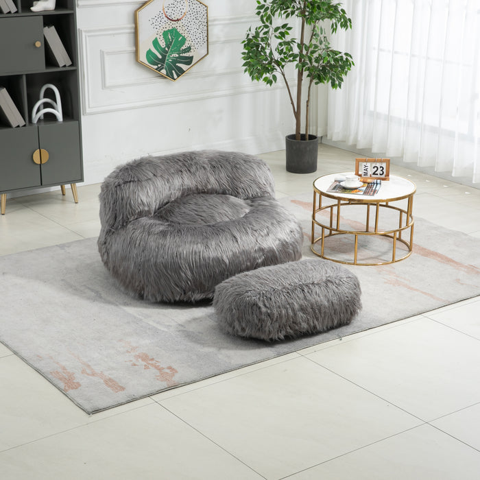 COOLMORE Bean Bag Chair Faux fur Lazy Sofa /Footstool Durable Comfort Lounger High Back Bean Bag Chair Couch for Adults and Kids, Indoor