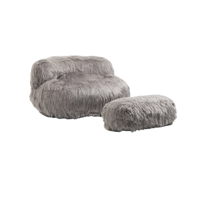 COOLMORE Bean Bag Chair Faux fur Lazy Sofa /Footstool Durable Comfort Lounger High Back Bean Bag Chair Couch for Adults and Kids, Indoor