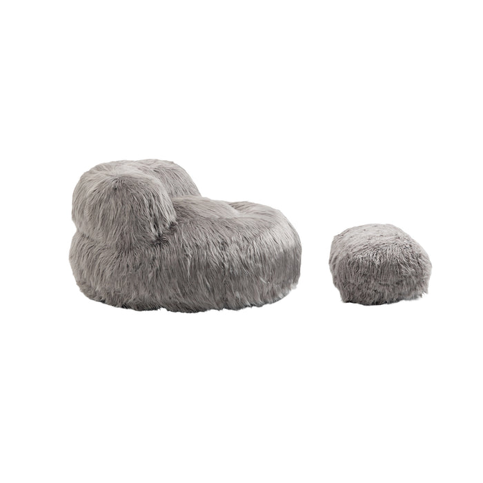 COOLMORE Bean Bag Chair Faux fur Lazy Sofa /Footstool Durable Comfort Lounger High Back Bean Bag Chair Couch for Adults and Kids, Indoor