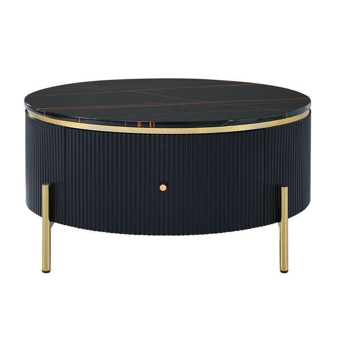 Modern Round Coffee Table with 2 large Drawers Storage Accent Table(31.5'')