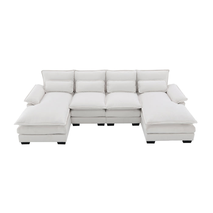 [VIDEO provided][New]109.8*55.9" Modern U-shaped Sectional Sofa with Waist Pillows,6-seat Upholstered Symmetrical Sofa Furniture,Sleeper Sofa Couch with Chaise Lounge for Living Room,Apartment,2 Color