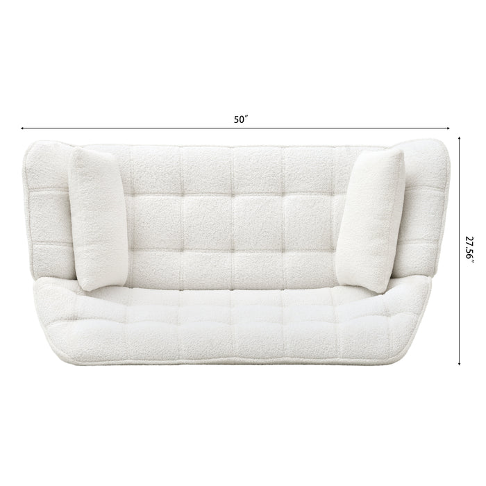 50 "W Love Seat, Comfy Loveseat Sofa with 2 Pillows, Small Couch 2-Seater Sofa for Living Room, Bedroom, Apartment, WHITE