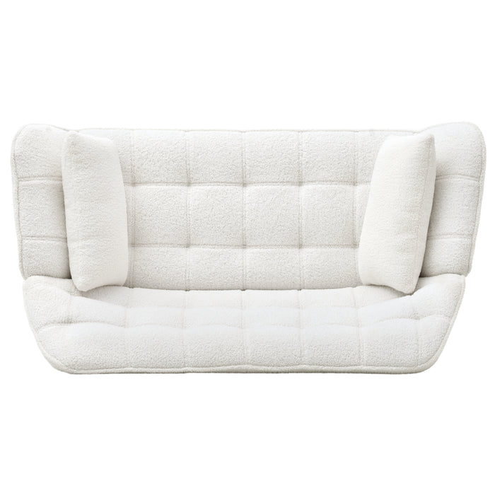 50 "W Love Seat, Comfy Loveseat Sofa with 2 Pillows, Small Couch 2-Seater Sofa for Living Room, Bedroom, Apartment, WHITE