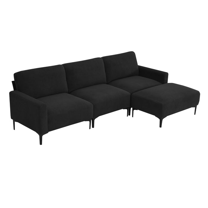 [VIDEO provided] [New] 103.5*59" Modern L-shaped Sectional Sofa, 4-seat Velvet Fabric Couch Set with Convertible Ottoman,Freely Combinable Sofa for Living Room, Apartment, Office,Apartment,2 Colors