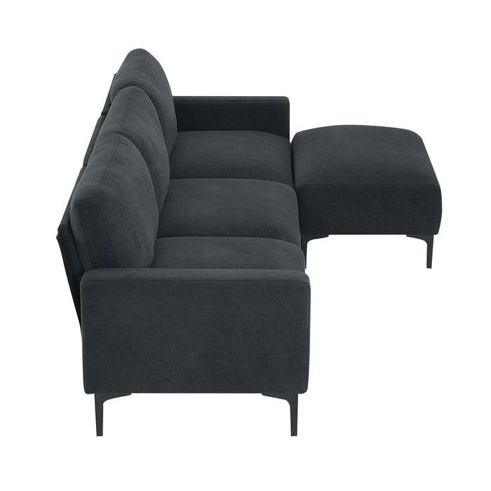 [VIDEO provided] [New] 103.5*59" Modern L-shaped Sectional Sofa, 4-seat Velvet Fabric Couch Set with Convertible Ottoman,Freely Combinable Sofa for Living Room, Apartment, Office,Apartment,2 Colors