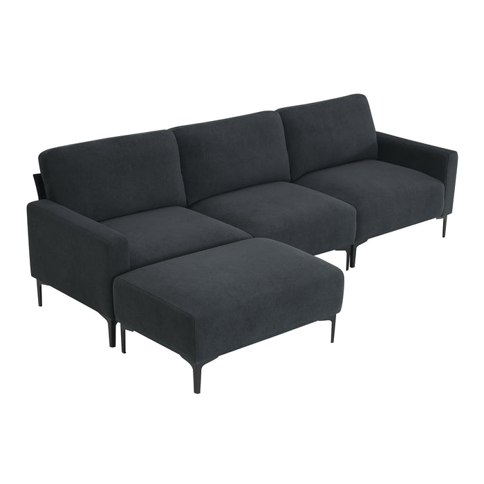 [VIDEO provided] [New] 103.5*59" Modern L-shaped Sectional Sofa, 4-seat Velvet Fabric Couch Set with Convertible Ottoman,Freely Combinable Sofa for Living Room, Apartment, Office,Apartment,2 Colors