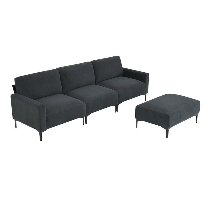 [VIDEO provided] [New] 103.5*59" Modern L-shaped Sectional Sofa, 4-seat Velvet Fabric Couch Set with Convertible Ottoman,Freely Combinable Sofa for Living Room, Apartment, Office,Apartment,2 Colors