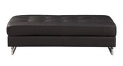 Global United Oversized Brown Genuine Leather Ottoman Glass House Furnishings