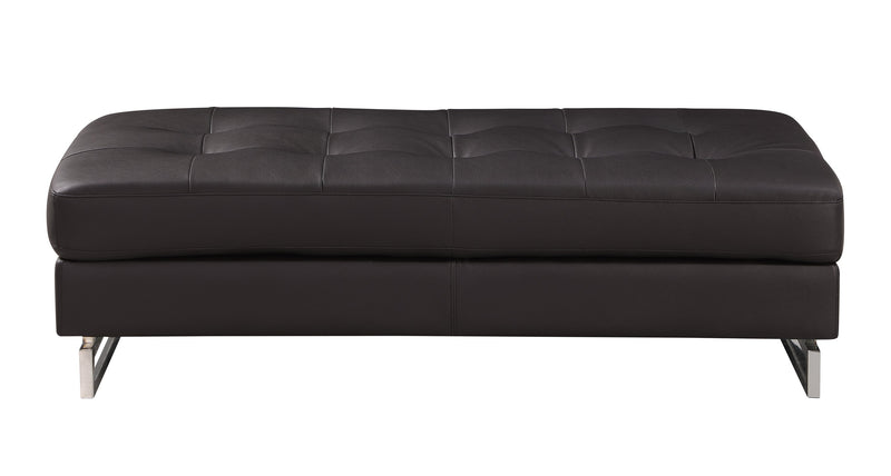 Global United Oversized Brown Genuine Leather Ottoman Glass House Furnishings