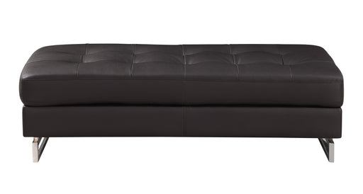 Global United Oversized Brown Genuine Leather Ottoman Glass House Furnishings