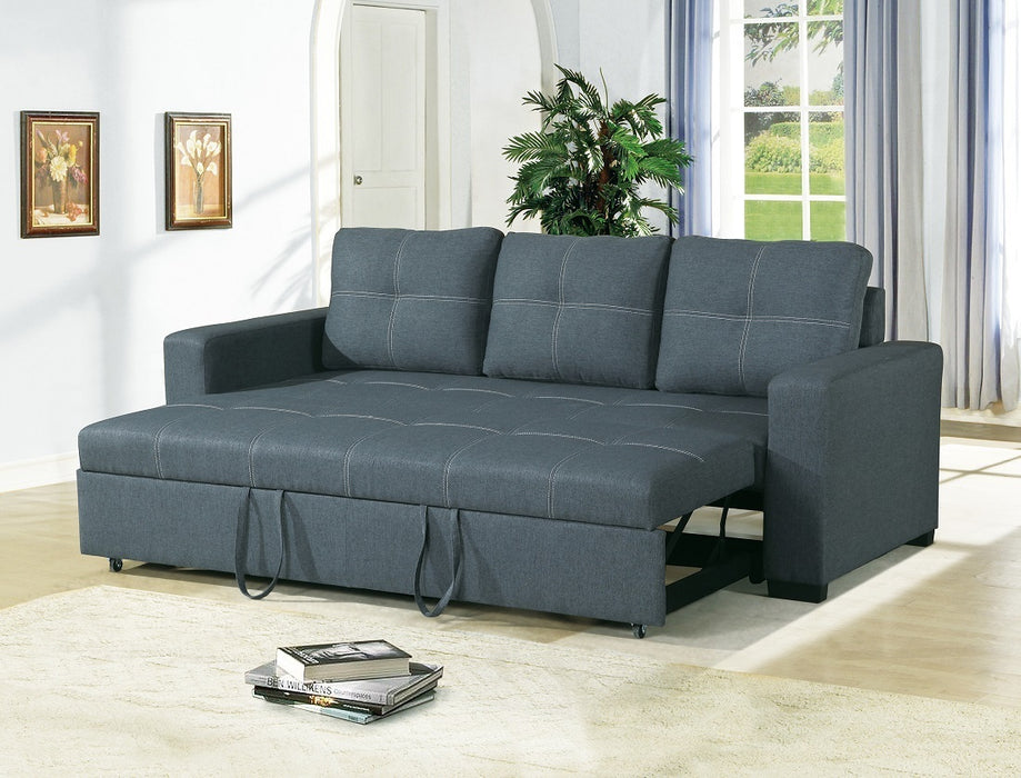 Polyfiber Convertible Sofa Bed, Sofa with Pull-Out Bed, Blue Grey