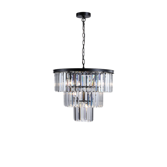 Black Luxury Crystal Chandelier, Modern Chandeliers Lights Fixture, Hanging Pendant Light For Dining, Bedroom, Living Room, Dia 19.7-Inch, Black