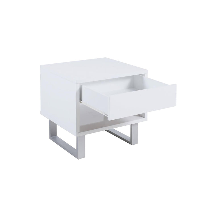 High Glossy White 1-Drawer End Table