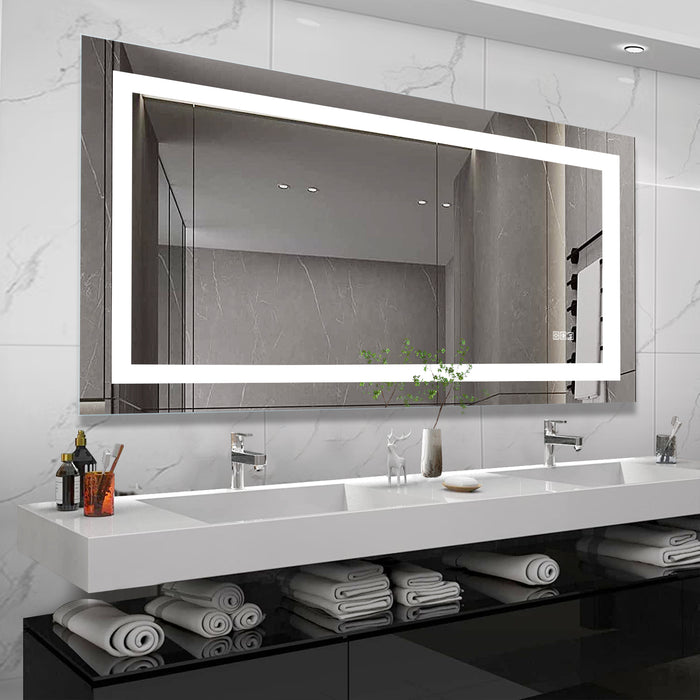 LED Bathroom Mirror 72x36  Inch with lights, anti-Fog & Dimming Led Bathroom Vanity Mirror