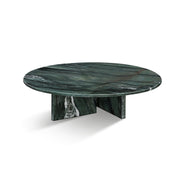 Diamond Green Natural Marble Coffee Table, Living Room Centerpiece, Genuine Stone, Ø35.4 h9.8 Inch, natural stone Glass House Furnishings