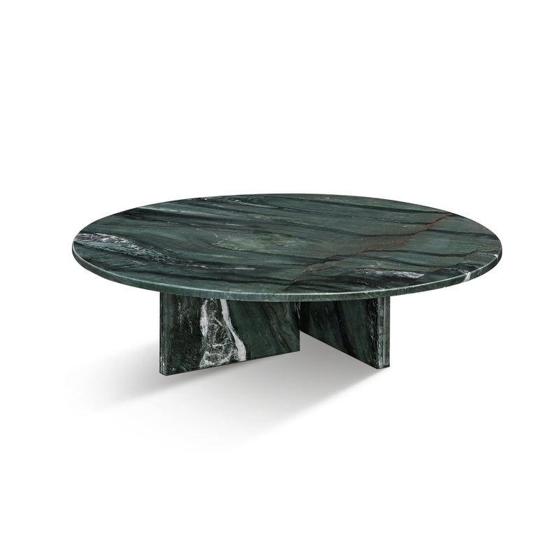Diamond Green Natural Marble Coffee Table, Living Room Centerpiece, Genuine Stone, Ø35.4 h9.8 Inch, natural stone Glass House Furnishings