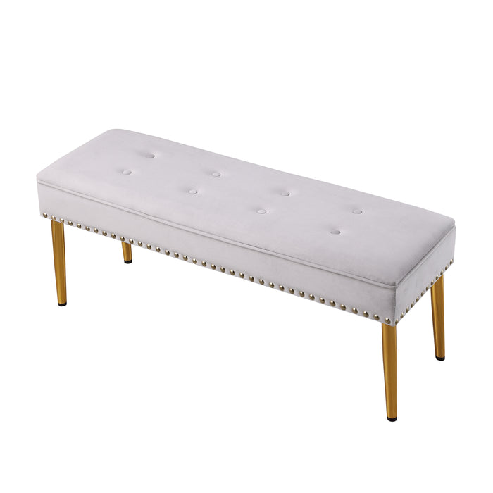 Large Storage Benches Set, Nailhead Trim 2 in 1 Combination Benches, Tufted Velvet Benches with Gold Leg for Living Room, Entryway, Hallway, Bedroom Support 250lbs