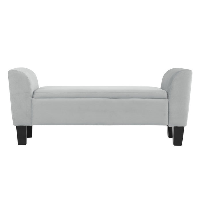 Mila 55" Gray Velvet Ottoman Bench with Storage