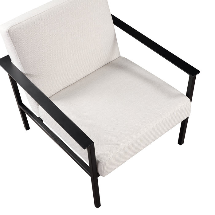 Millie Oatmeal White Stationary Metal Accent Chair