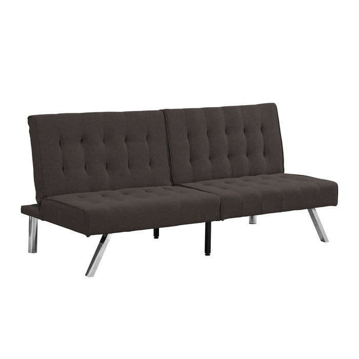 Multifunctional Wood Frame Sofa Bed with Stainless Legs - Espresso Futon Sofa Bed