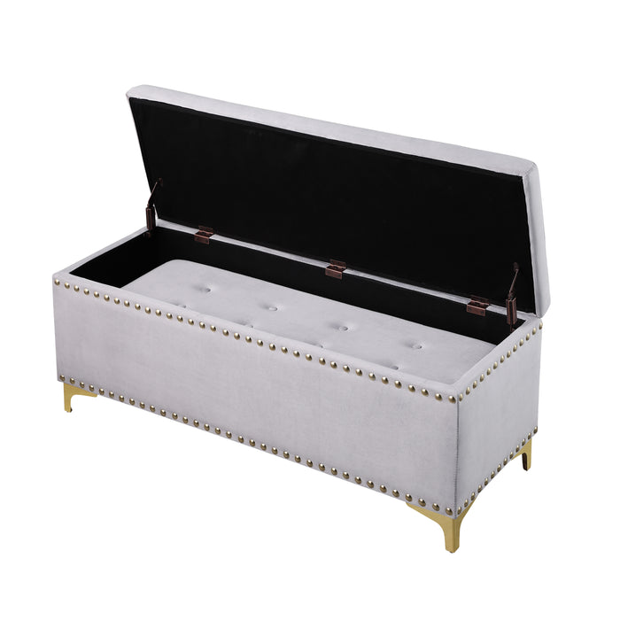 Large Storage Benches Set, Nailhead Trim 2 in 1 Combination Benches, Tufted Velvet Benches with Gold Leg for Living Room, Entryway, Hallway, Bedroom Support 250lbs