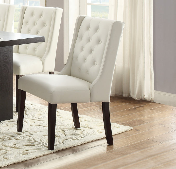 Modern Faux Leather White Tufted Set of 2 Chairs Dining Seat Chair