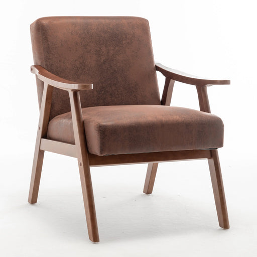 Mid-Century Modern Wingback Accent Chair with Solid Wood Frame and Extra-Thick Backrest – Lounge Chair for Living Room, Bedroom, or Reading Room Glass House Furnishings