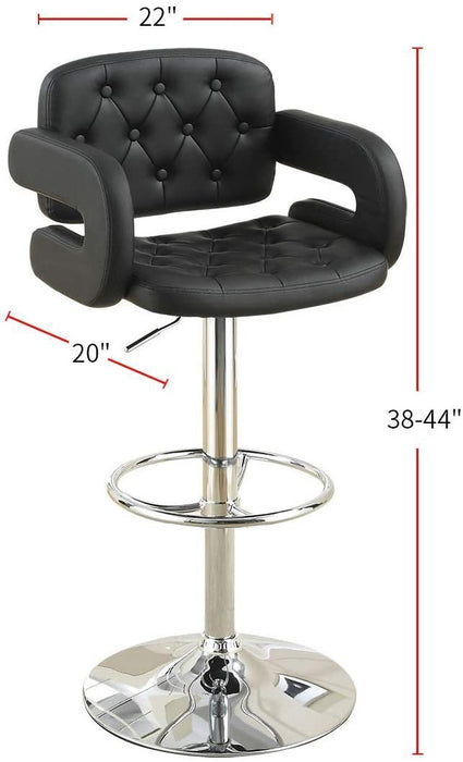 Classic Armrest Tufted Faux Leather Upholstered Barstool/Chair, Adjustable Height Swivel Kitchen Stool