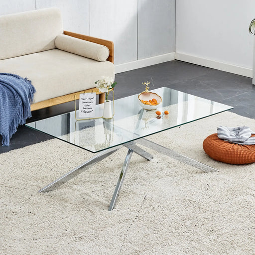 Romy Rectangular Clear Tempered Coffee Table | Glass House Furnishings