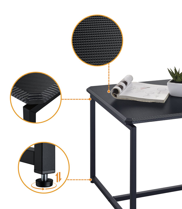 GT 3 Piece Black Carbon Fiber Wrap Coffee Table and End Table Set