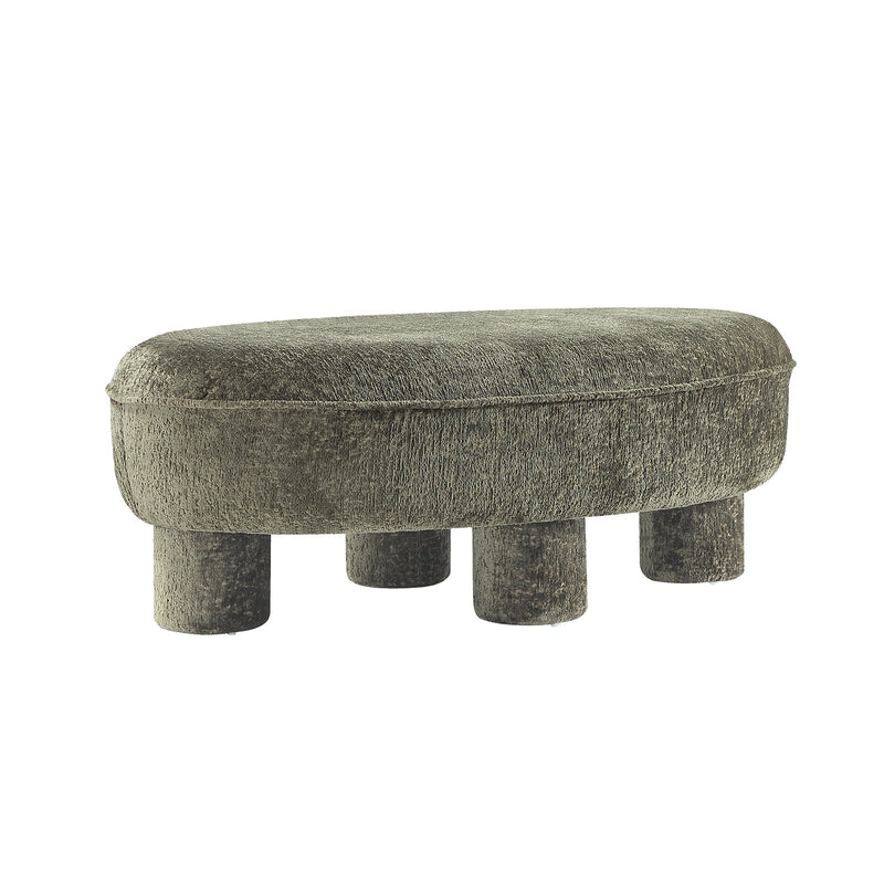 Sage Olive Green Upholstered Accent Ottoman Glass House Furnishings