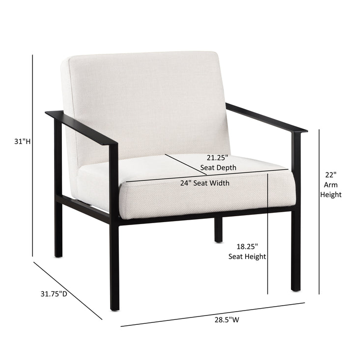 Millie Oatmeal White Stationary Metal Accent Chair