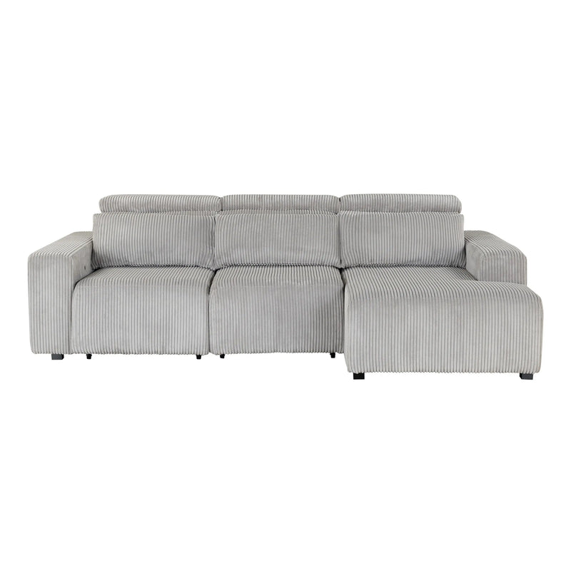 Contemporary Seltos Gray Power Sectional Sofa with USB Connectivity and Pull-Out Bed Glass House Furnishings
