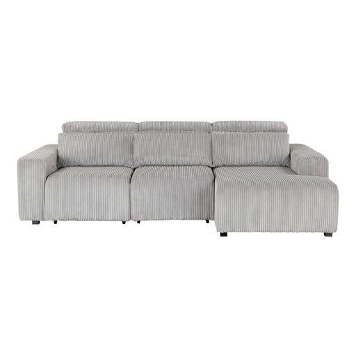 Contemporary Seltos Gray Power Sectional Sofa with USB Connectivity and Pull-Out Bed Glass House Furnishings