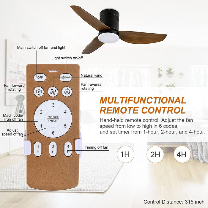 Simple Deluxe 40-inch Ceiling Fan with LED Light, Remote Control, 6-Speed & 2 Rotating Modes