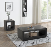 Contemporary Style 3pc Table Set 1x Coffee Table 2x End Table Open Bottom Shelf Plinth Base Black Finish Primary Living Room Glass House Furnishings