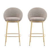 Celano Indoor Metal Upholstered Barstool, Gold-Plated Frame and Mix Beige Upholstery, Set of 2 Glass House Furnishings