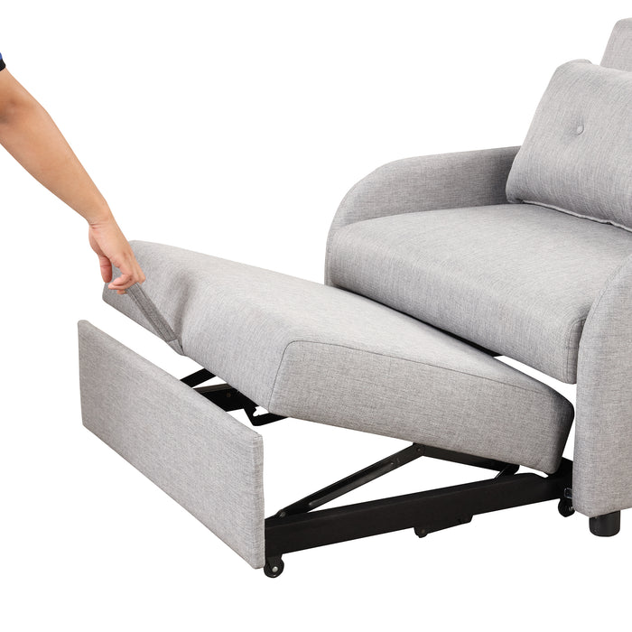 pull out sofa sleeper 3 in 1 with 2 wing table and usb charge for nap line fabric for living room recreation room grey