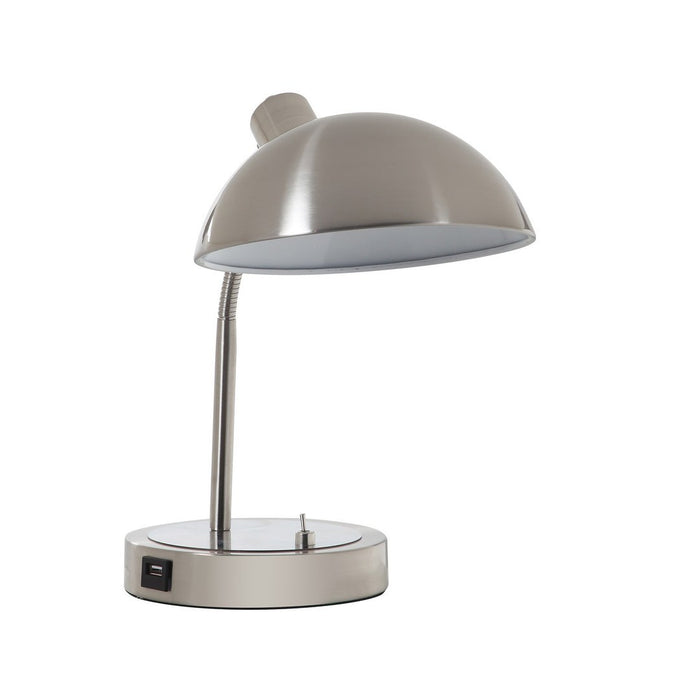 13.75" Flexible Neck Metal Desk Lamp, Silver Nickel