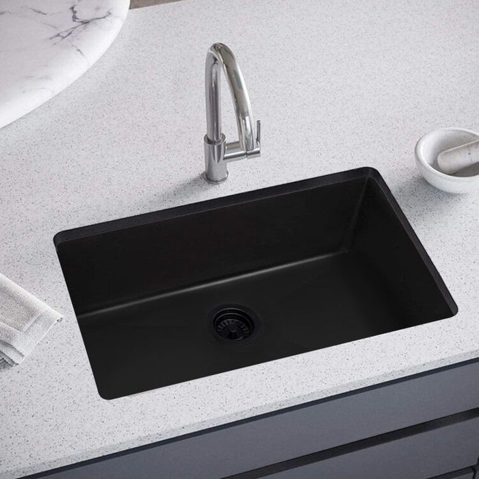 32x19 Inch Undermount Kitchen Sink, 16 Gauge Stainless Steel Single Bowl, Gunmetal Black Finish