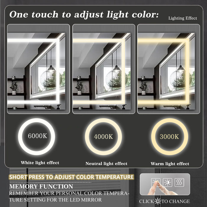 LED Bathroom Mirror 72x36  Inch with lights, anti-Fog & Dimming Led Bathroom Vanity Mirror